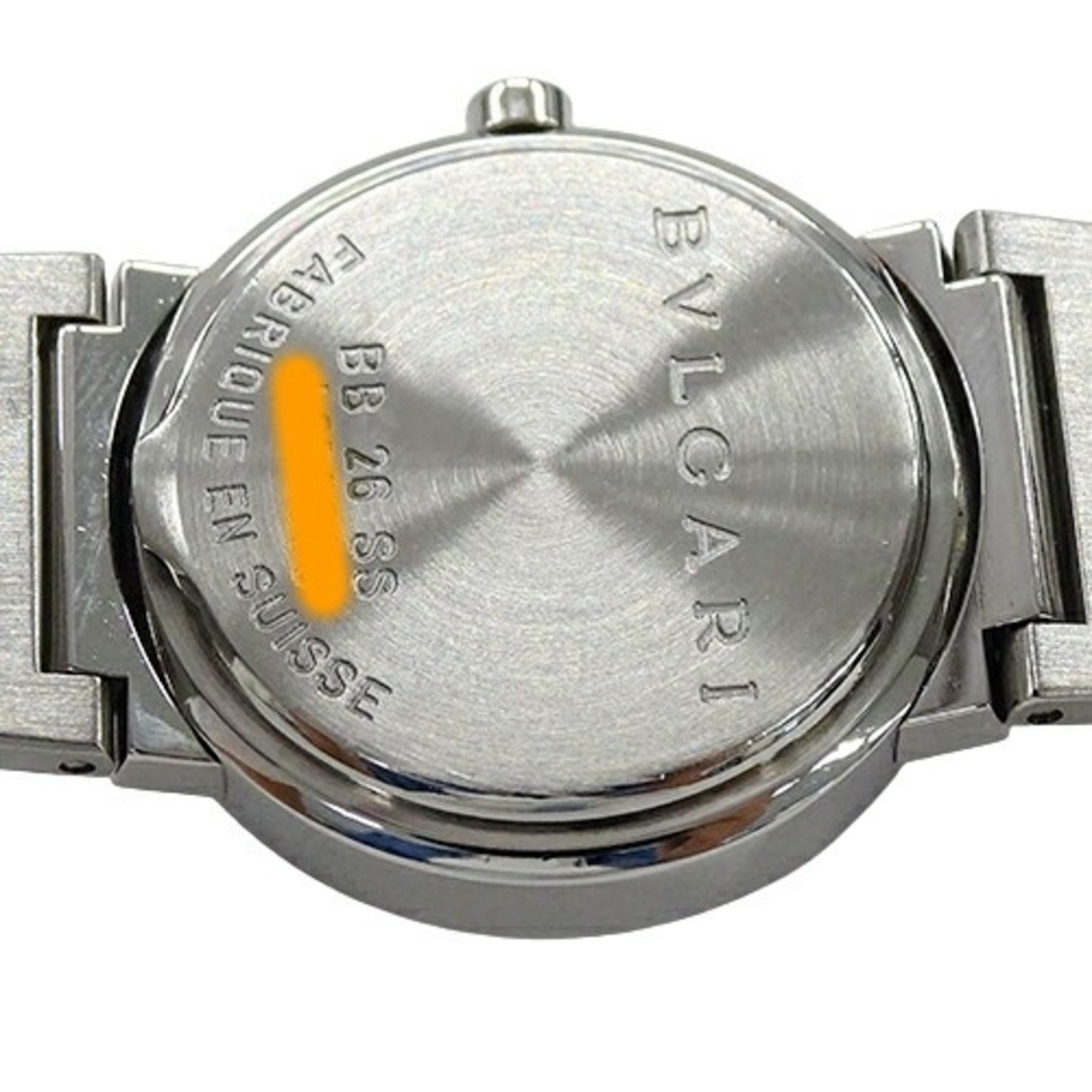 BVLGARI Women's Watch Date Quartz Stainless Steel SS BB26SS Silver Black Polished