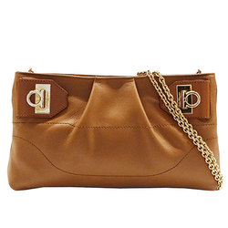 Salvatore Ferragamo Ferragamo Bags for Women Shoulder Clutch 2way Leather Brown Gancini Chain