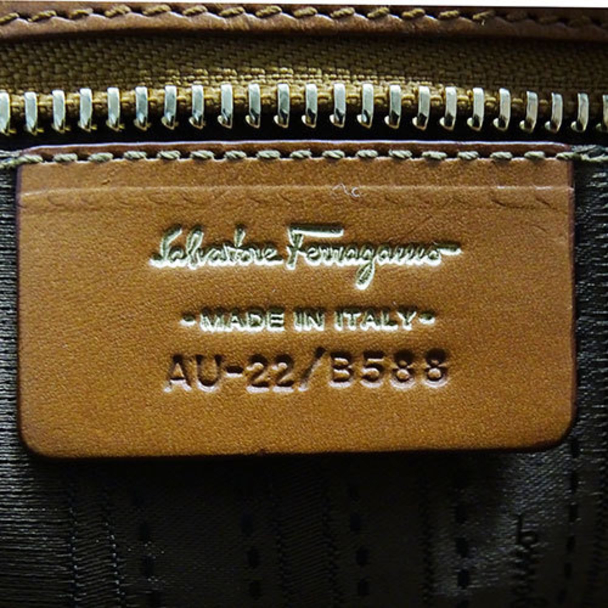 Salvatore Ferragamo Ferragamo Bags for Women Shoulder Clutch 2way Leather Brown Gancini Chain