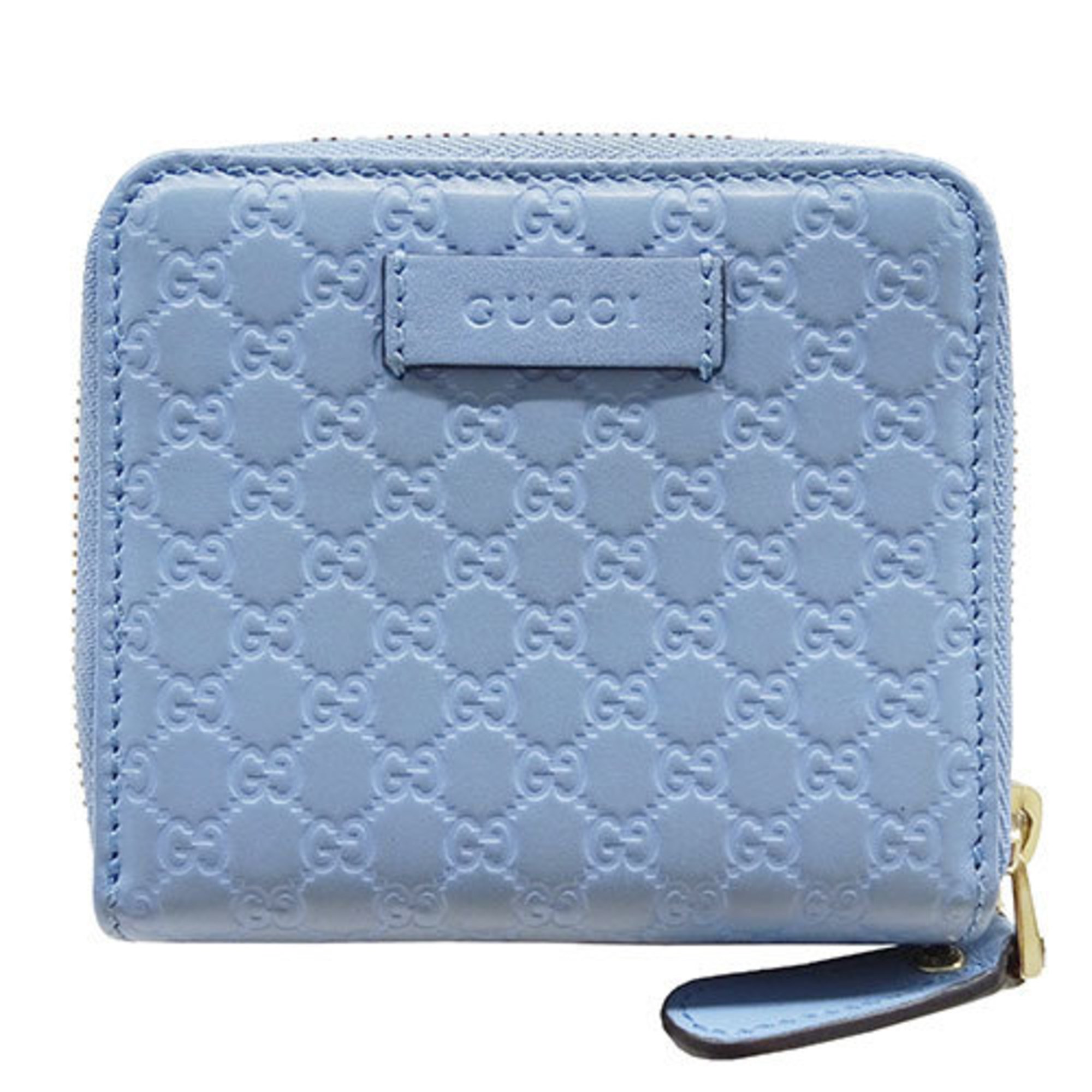 GUCCI Wallet for Women and Men Micro GG Shima Bi-fold Leather Light Blue 449395 Round Compact