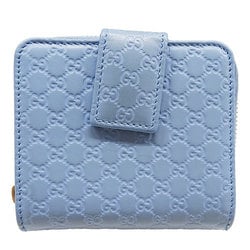 GUCCI Wallet for Women and Men Micro GG Shima Bi-fold Leather Light Blue 449395 Round Compact