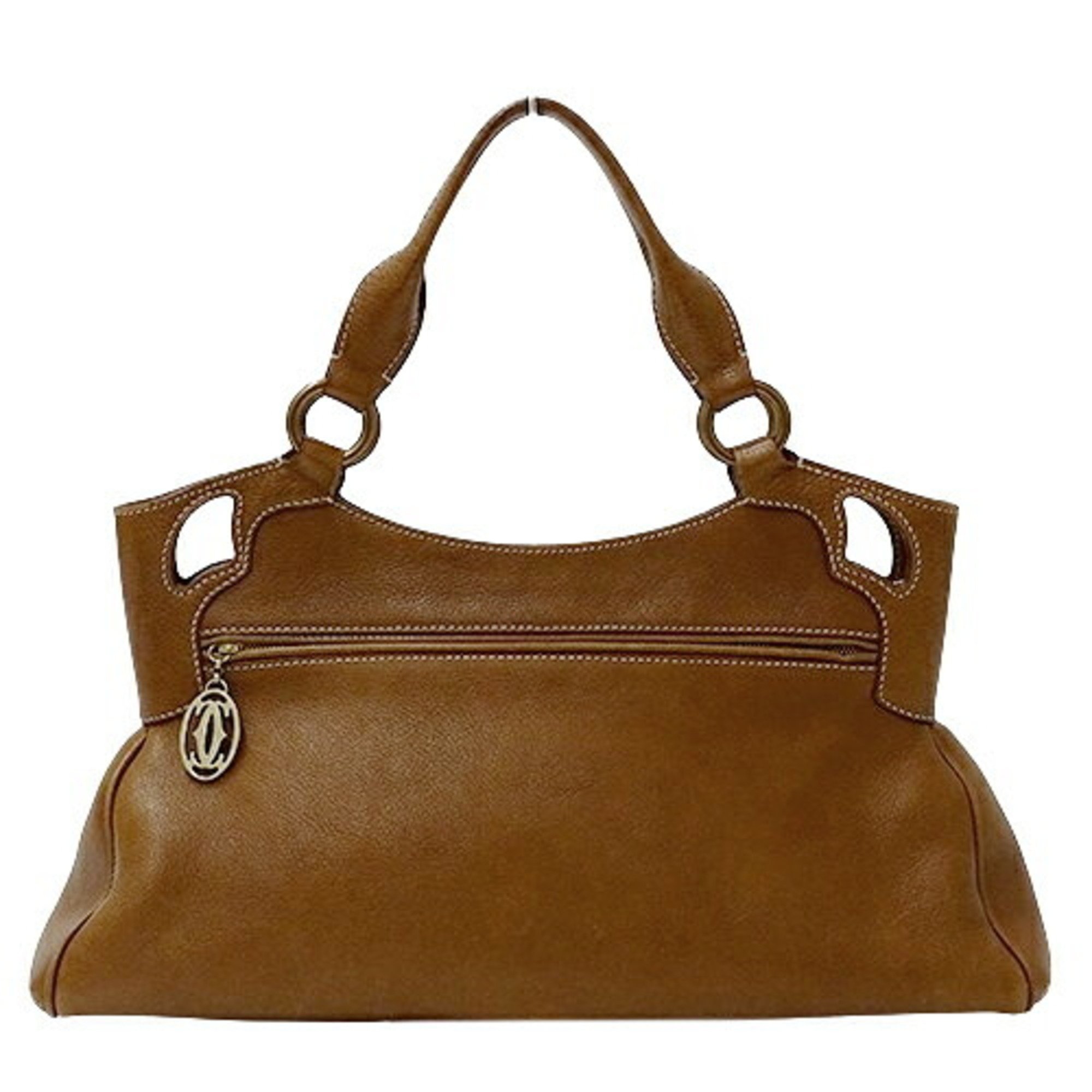 Cartier Bag Women's Handbag Marcello Leather Light Brown