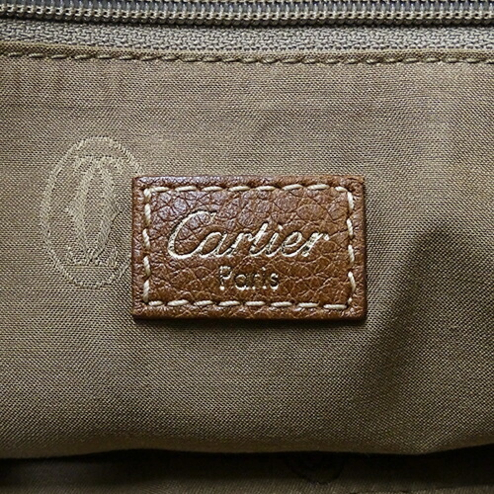 Cartier Bag Women's Handbag Marcello Leather Light Brown