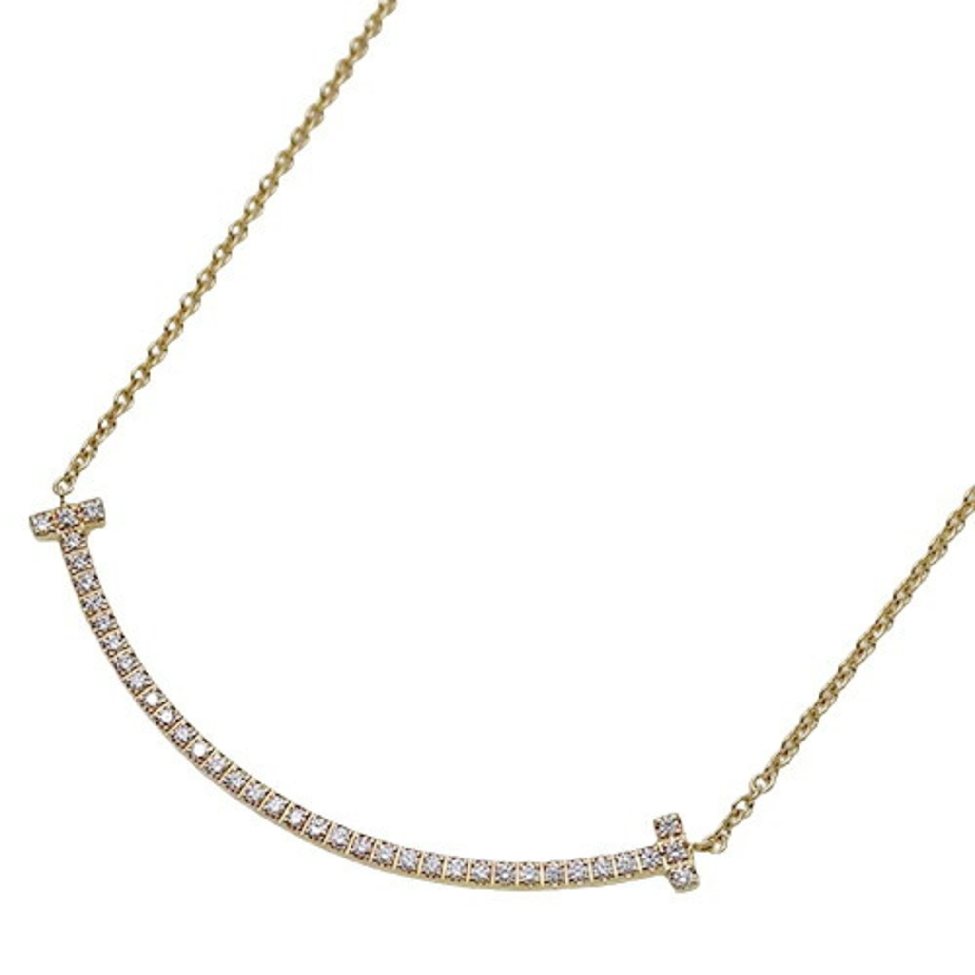 Tiffany & Co. Necklace for Women, Pendant, 750YG, Diamond, T Smile, Small, Yellow Gold, Polished