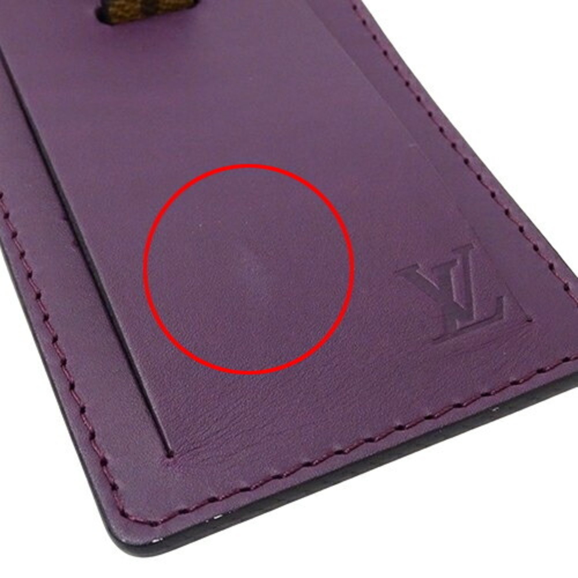 Louis Vuitton LOUIS VUITTON Monogram Women's Men's Name Tag Bag Charm Leather Porto Address Purple