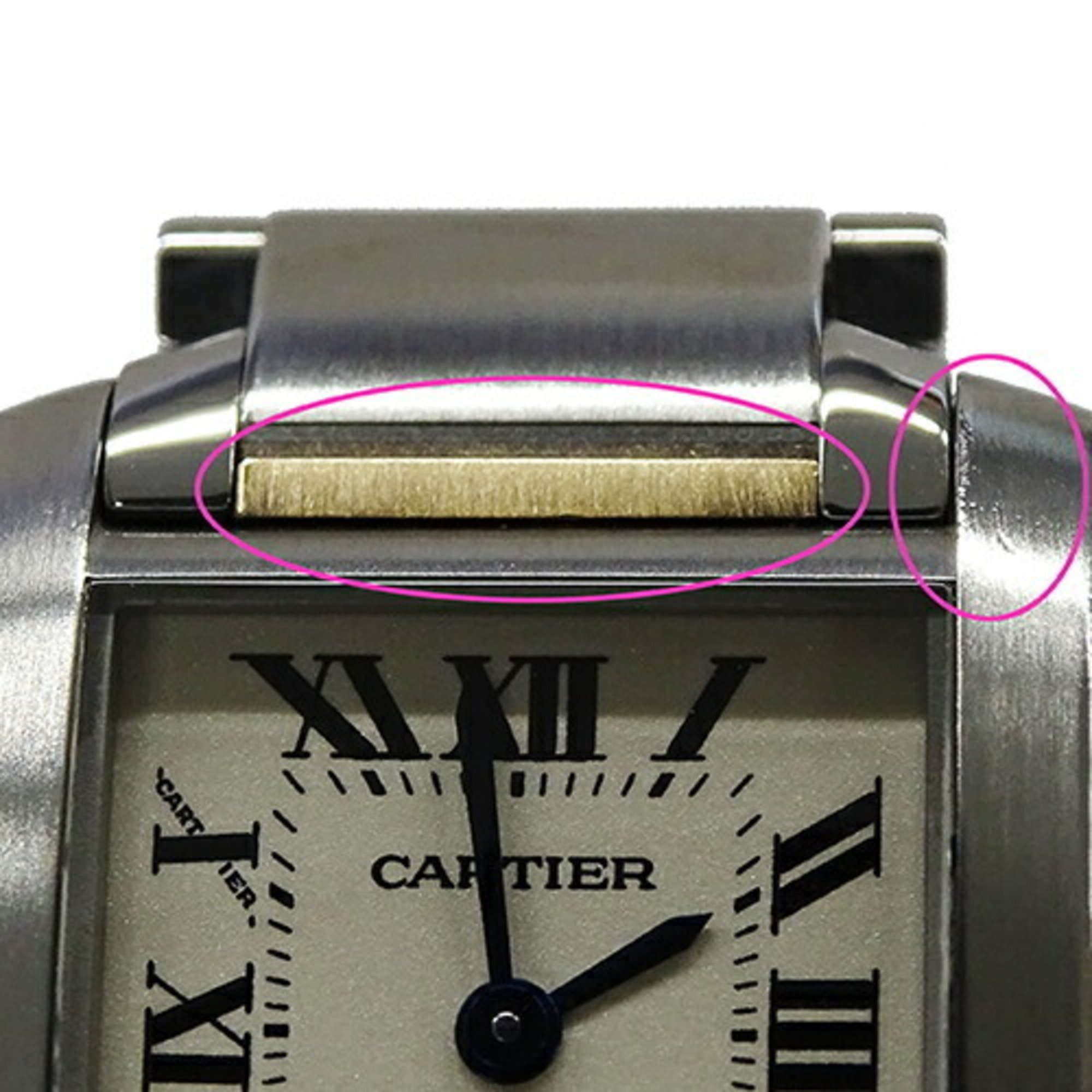 Cartier Tank Francaise SM Ladies Watch Quartz Stainless Steel SS Gold YG W51007Q4 Combination Polished