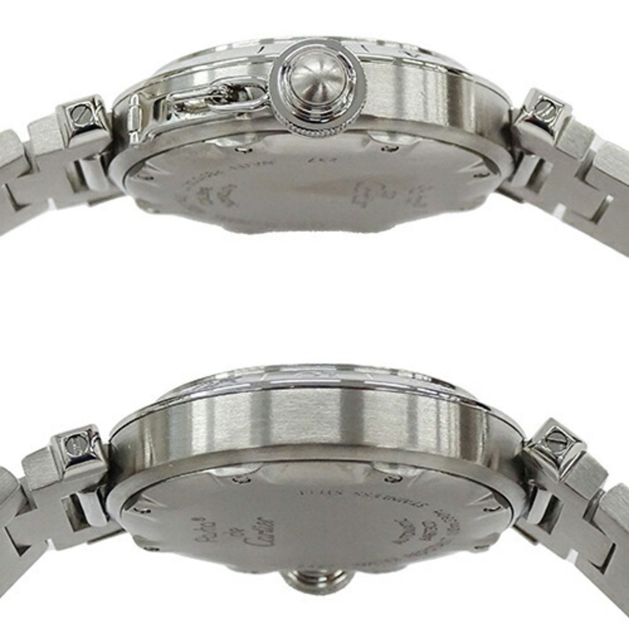 Cartier Wristwatch for Boys Pasha C Meridian GMT Date Automatic AT Stainless Steel SS W31029M7 Silver Polished