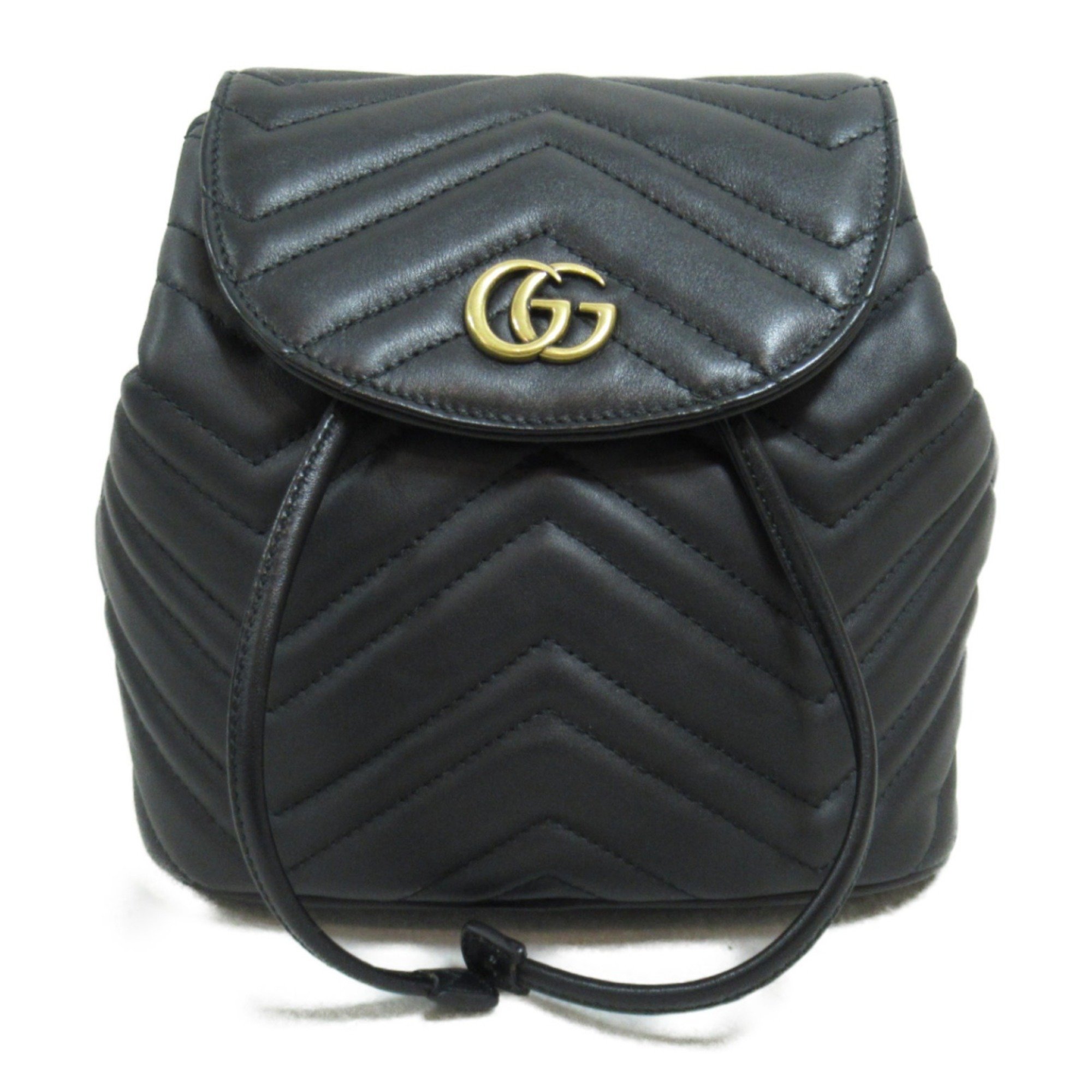 GUCCI GG Marmont Backpack, Rucksack, Backpack Bag, Leather, Women's, Black, 528129