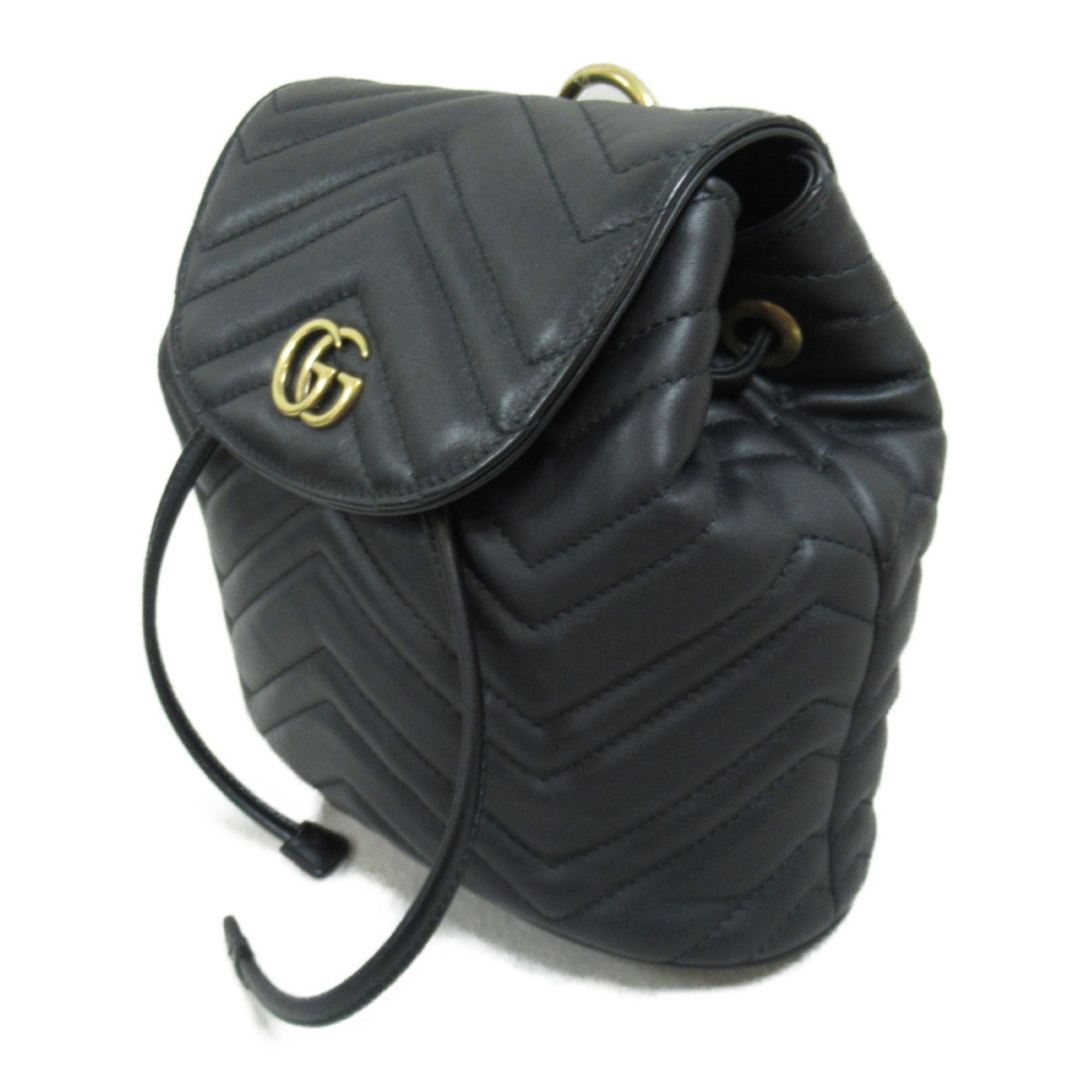 GUCCI GG Marmont Backpack, Rucksack, Backpack Bag, Leather, Women's, Black, 528129