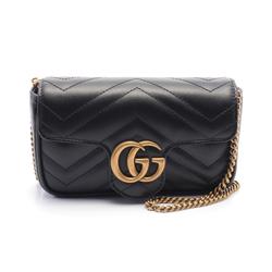 Gucci GG Marmont Super Bag Shoulder Leather Women's Black 476433DTDCT1000