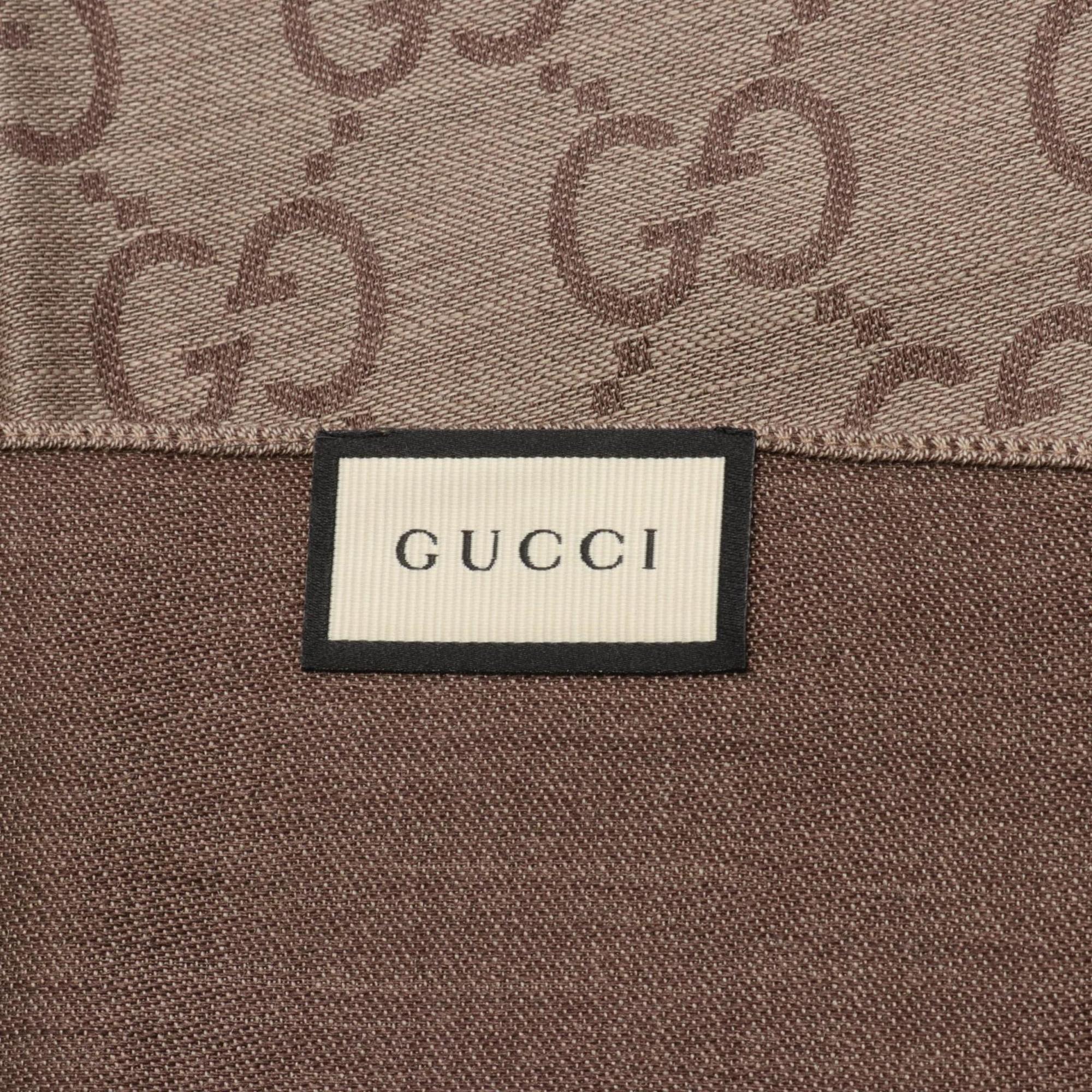 Gucci GG Pattern Stole Clothing Wool Silk Men's Women's Brown 1659043G6469664