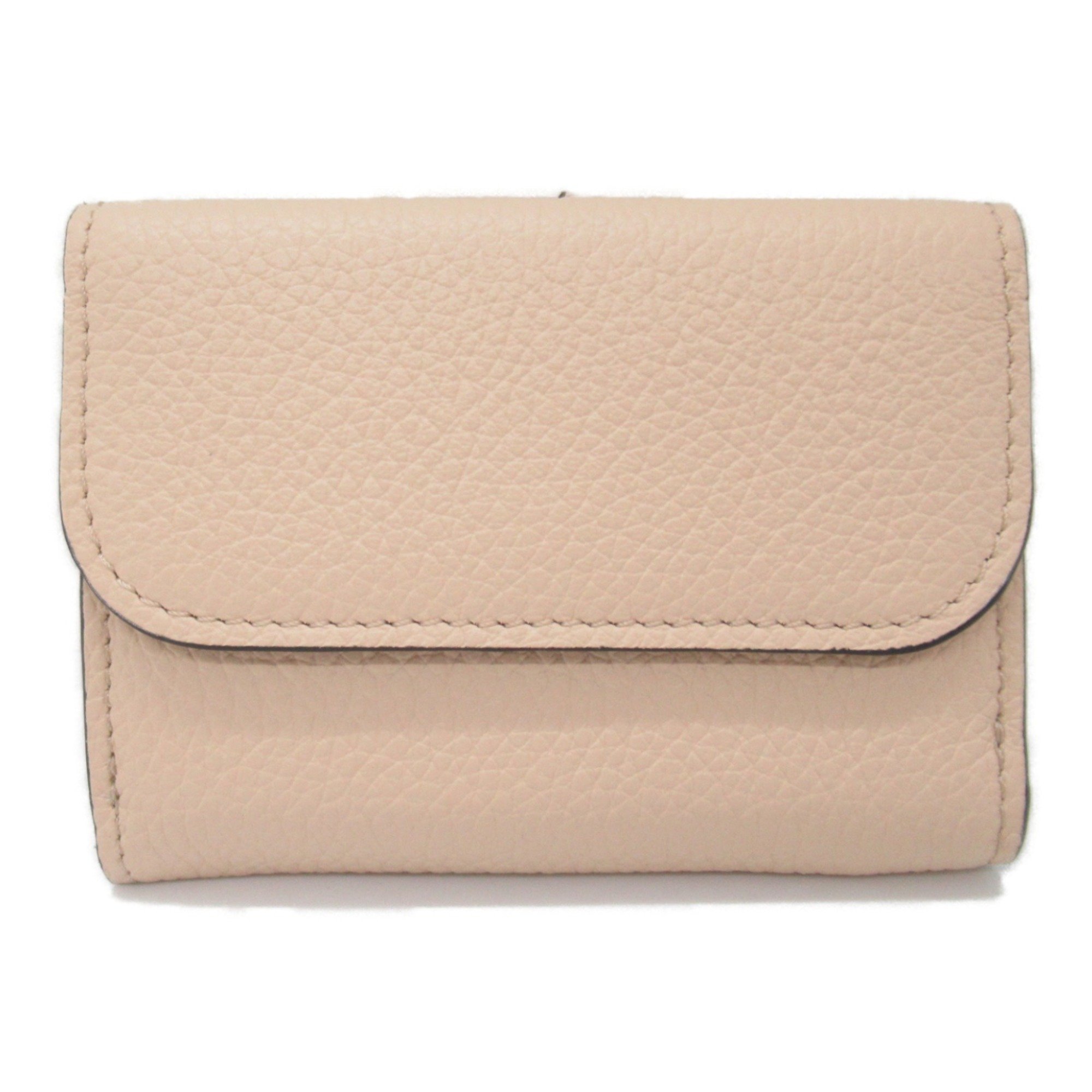 Chloé Chloe W Tri-fold Wallet Leather Women's Beige CHC21WP946F576J5