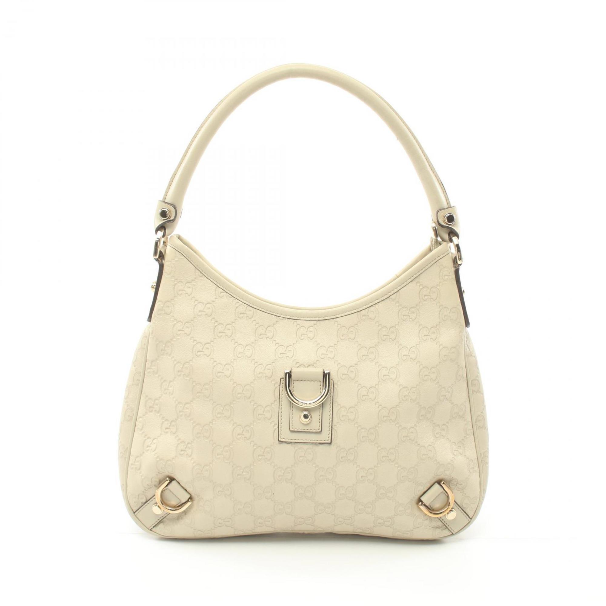 GUCCI Abby Guccissima Shoulder Bag Leather Women's White 130738