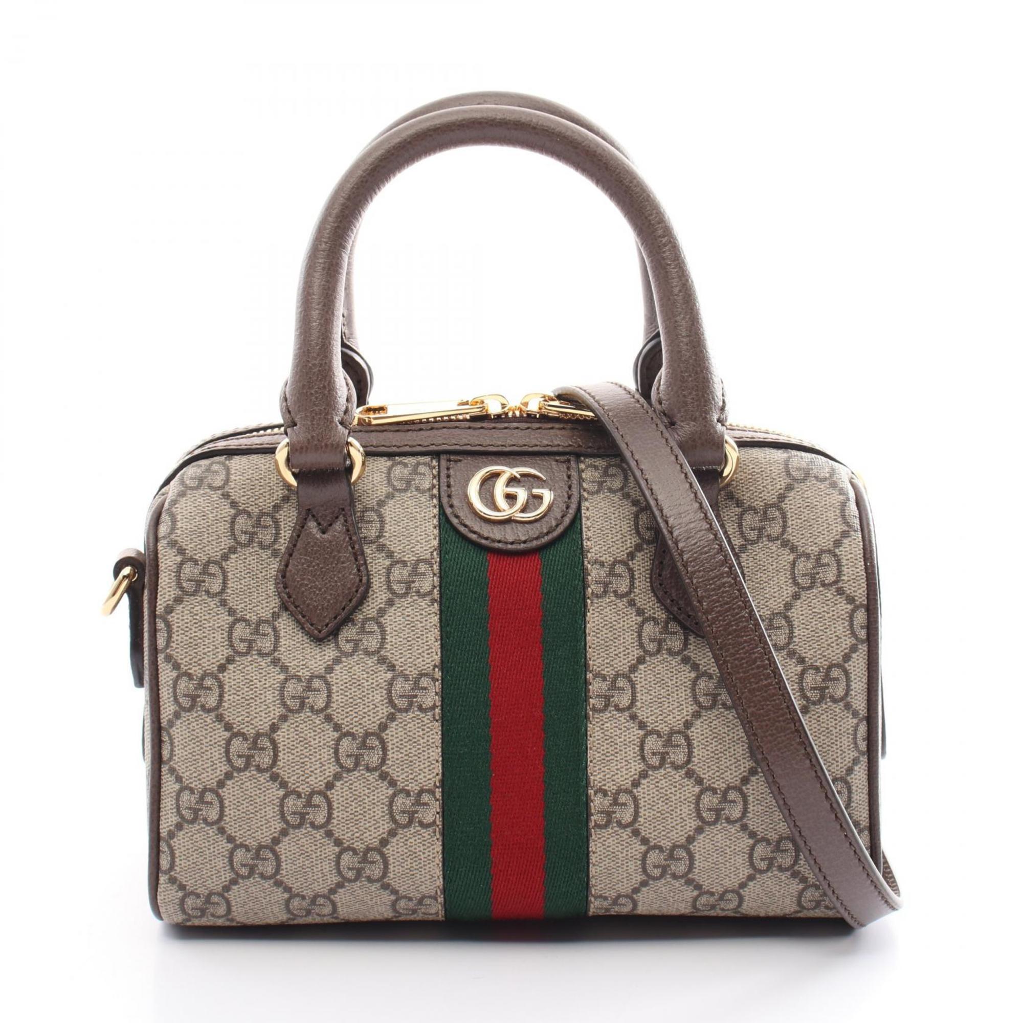 GUCCI Ophidia Bag Sherry Line Handbag Coated Canvas Leather Women's Beige Brown 77205396IWG8745