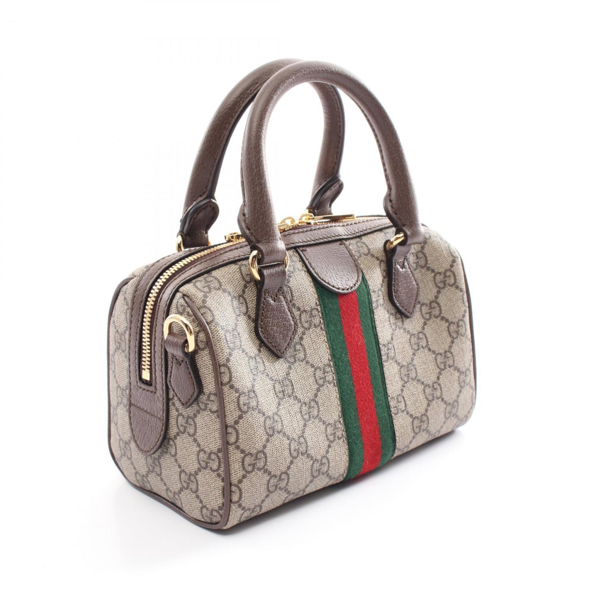 GUCCI Ophidia Bag Sherry Line Handbag Coated Canvas Leather Women's Beige Brown 77205396IWG8745