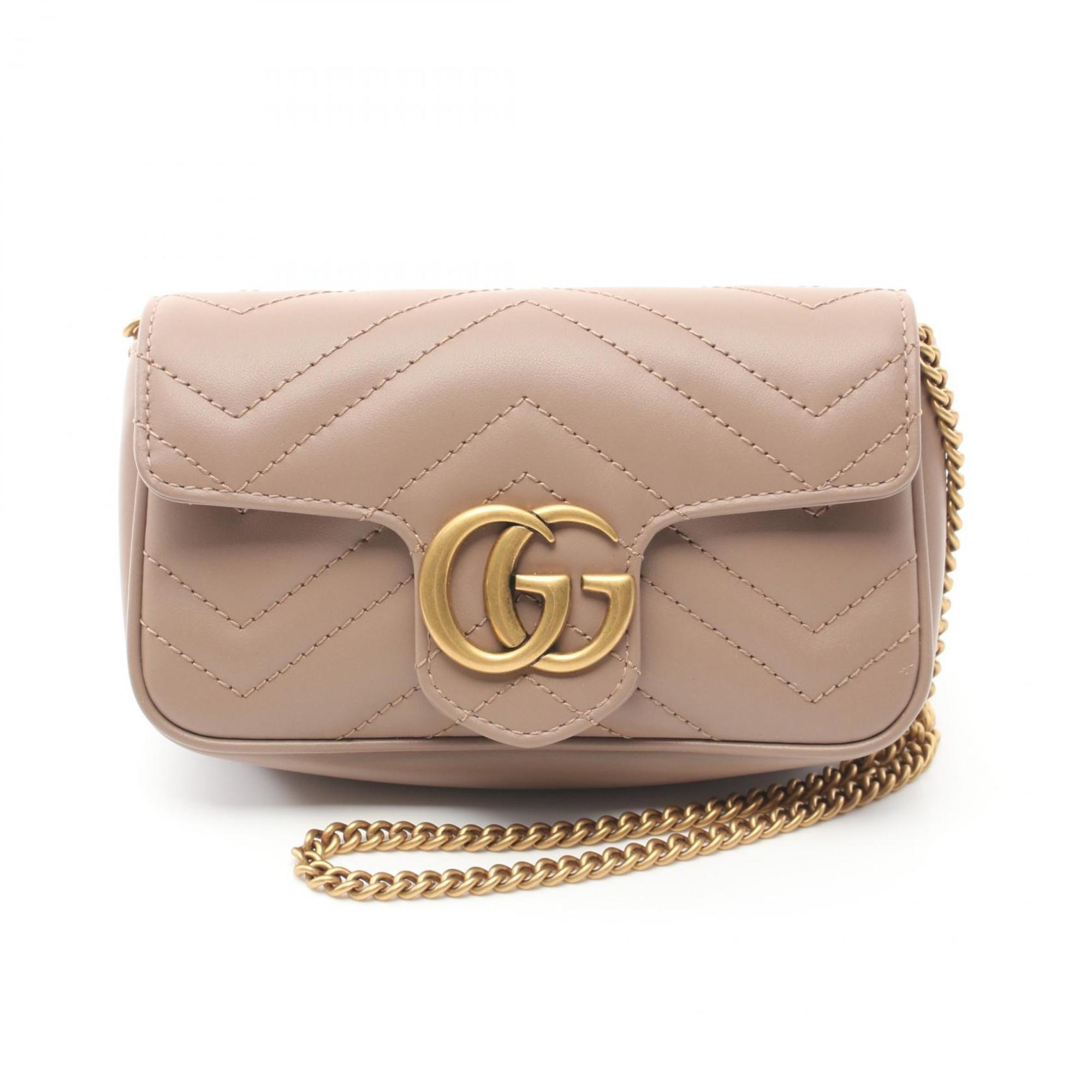 Gucci GG Marmont Super Bag Shoulder Leather Women's Pink 476433DTDCT5729