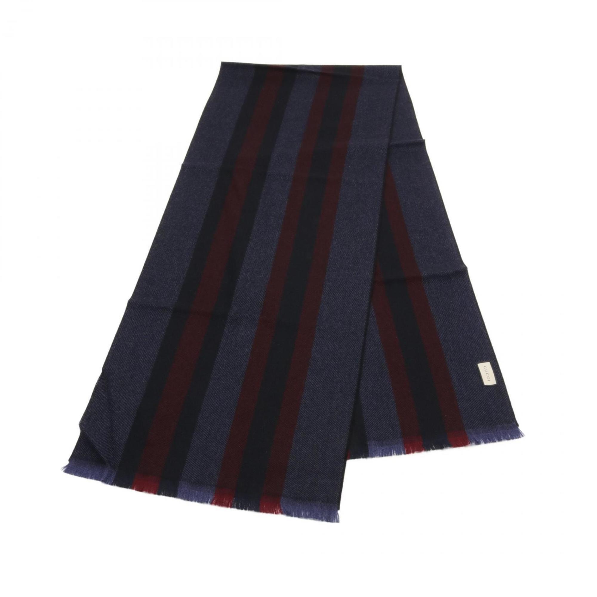 GUCCI Web Stripe Scarf Clothing Wool Men's Navy Red 3875744G2004168