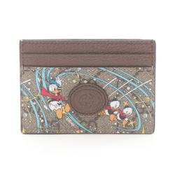 Gucci GUCCI x Disney Donald Duck GG Supreme Business Card Holder/Card Case Coated Canvas Leather Women's Beige Multicolor 651935