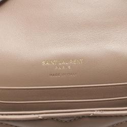 Saint Laurent Cassandra Matelasse Small Envelope Wallet Business Card Holder/Card Case Leather Women's Brown 414404AA41722