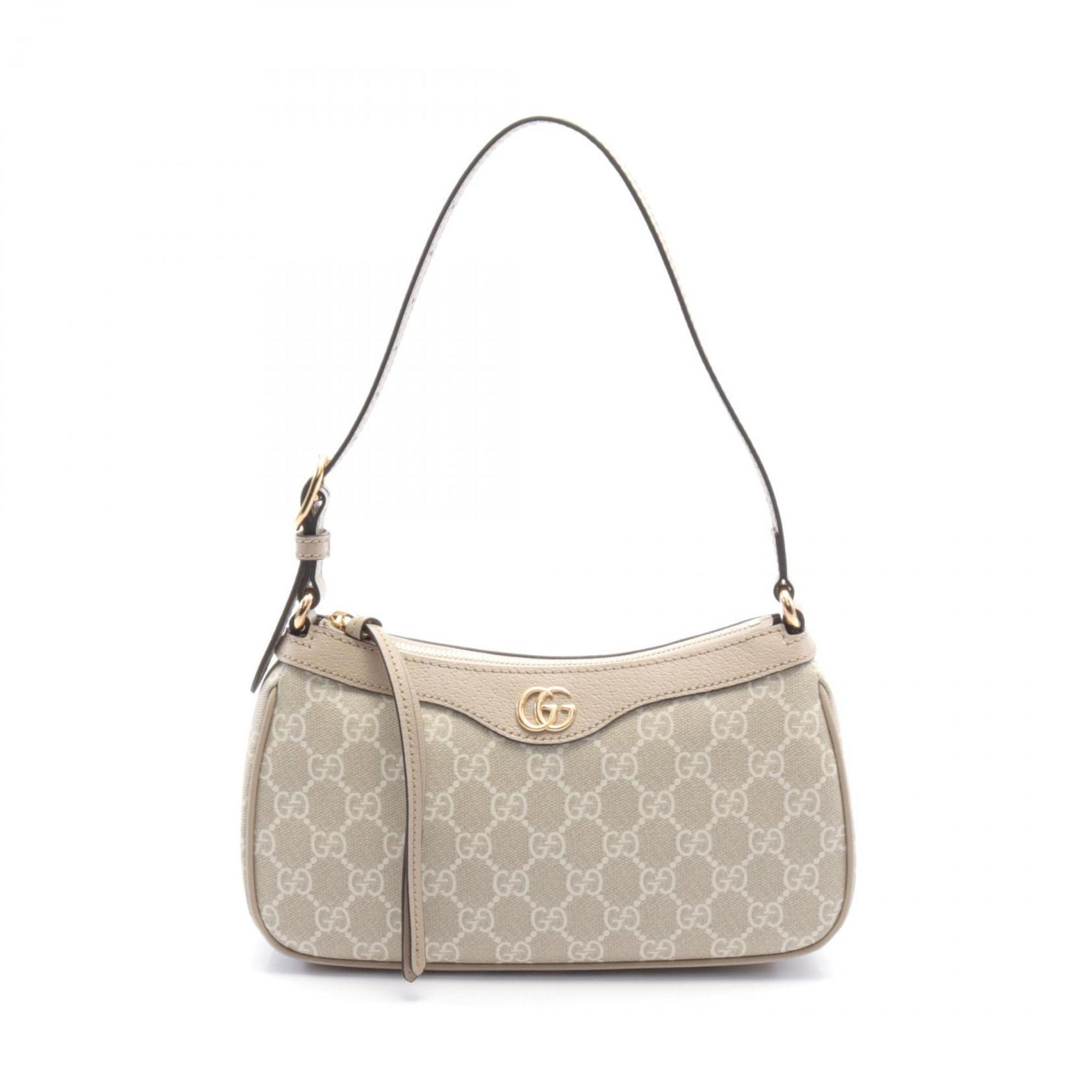 GUCCI Ophidia Small GG Supreme Shoulder Bag, Coated Canvas, Leather, Women's, Beige, White, 735145UULBG9683