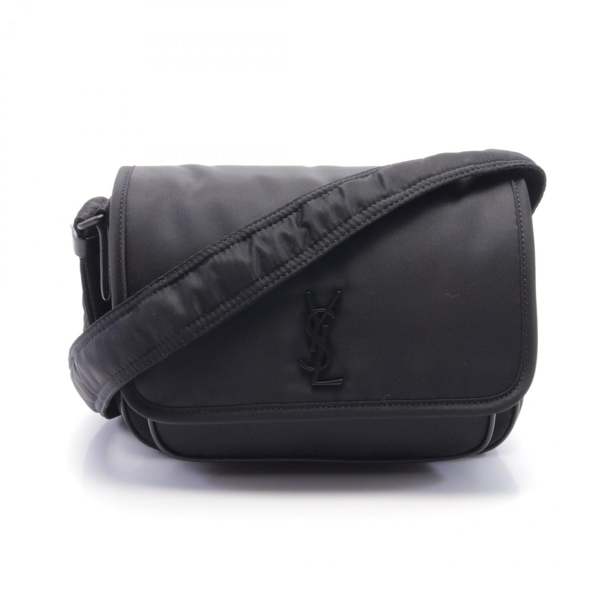 Saint Laurent Niki Small Shoulder Bag, Nylon and Leather, Men's, Black, 776611FACKH1000