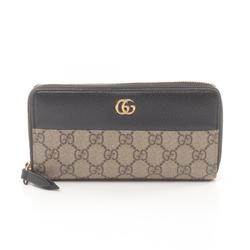 GUCCI Petit Marmont GG Round Long Wallet Coated Canvas Leather Women's Beige Black 456117