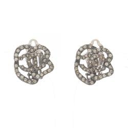 CHANEL Coco Mark Earrings Stainless Steel Rhinestones Women's Grey Clear