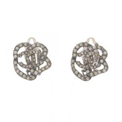 CHANEL Coco Mark Earrings Stainless Steel Rhinestones Women's Grey Clear