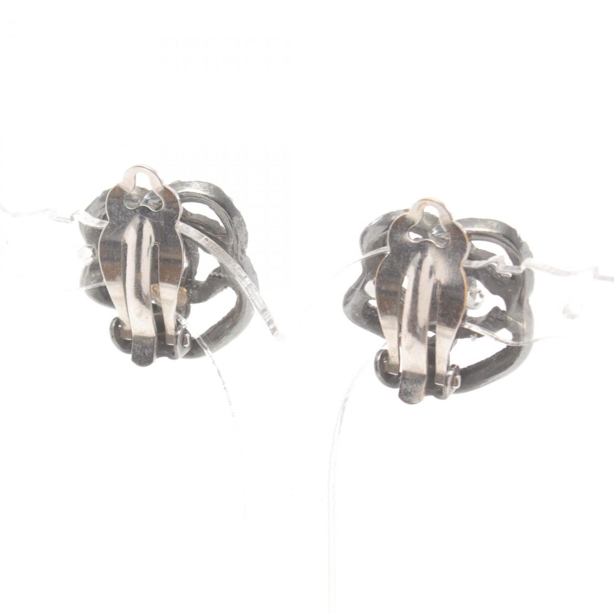 CHANEL Coco Mark Earrings Stainless Steel Rhinestones Women's Grey Clear