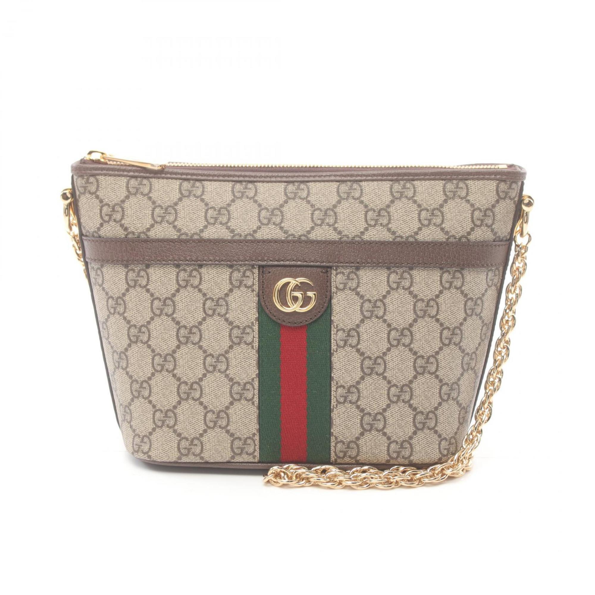 GUCCI Ophidia GG Supreme Shoulder Bag, Coated Canvas, Leather, Women's, Beige, Brown, Multicolor, 78139796IWG8745