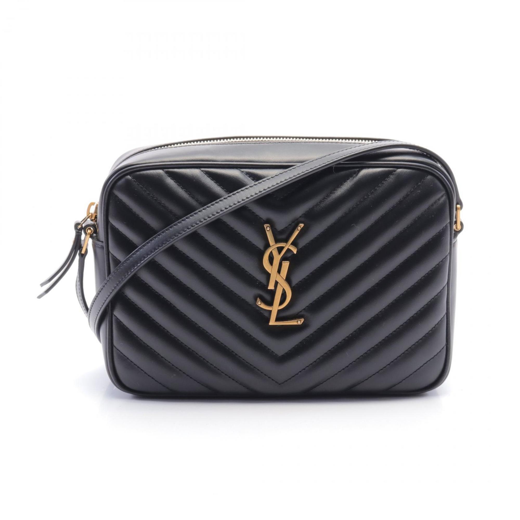 Saint Laurent LOU Monogram Camera Bag Shoulder Leather Women's Black 761554DV7071000