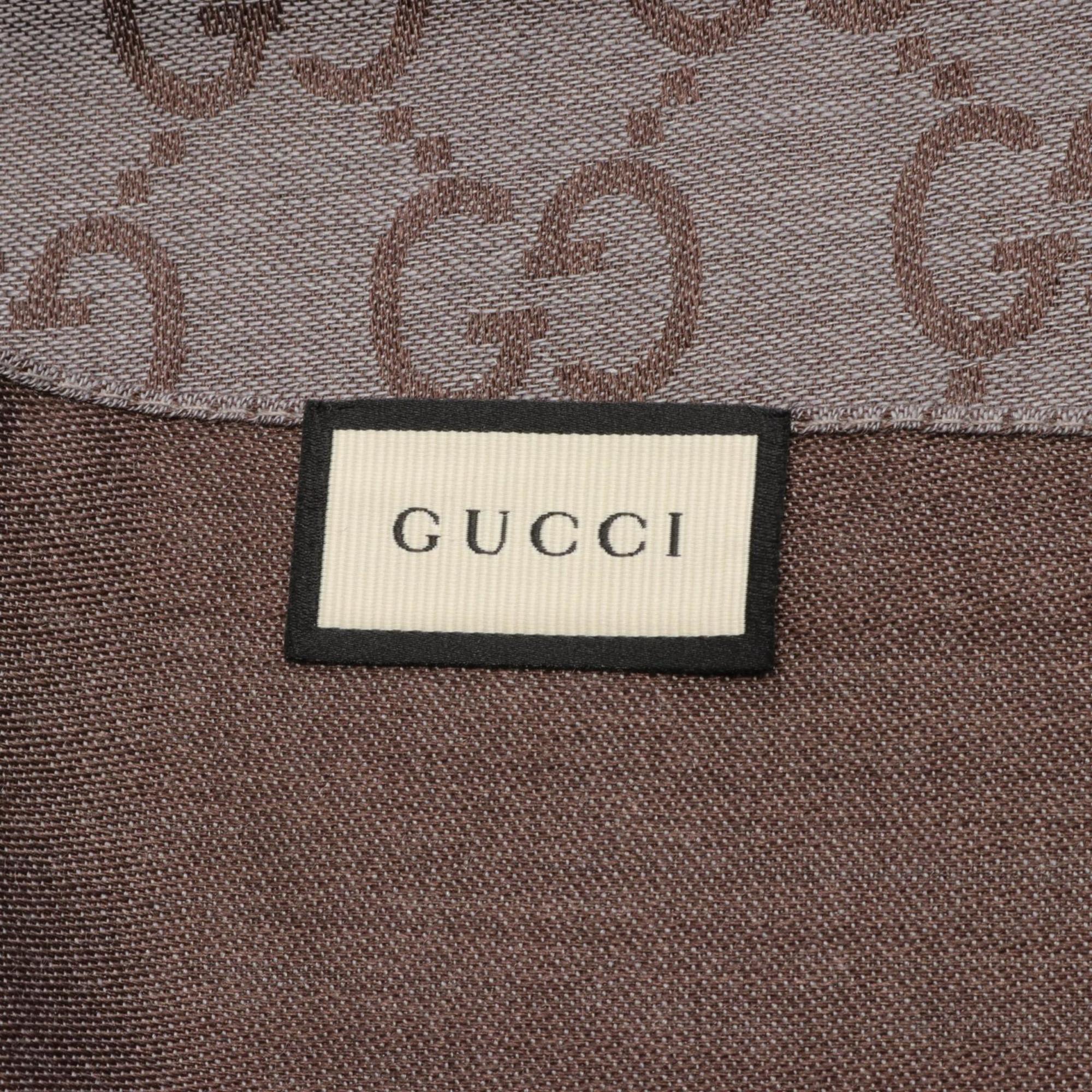 Gucci GG Pattern Stole Clothing Wool Silk Men's Women's Brown 1659043G6461264