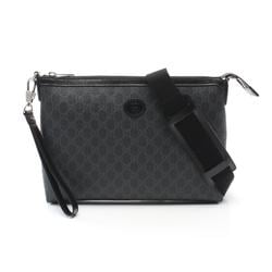 Gucci Interlocking G GG Supreme Shoulder Bag Coated Canvas Leather Men's Black Grey 79208492THN1000