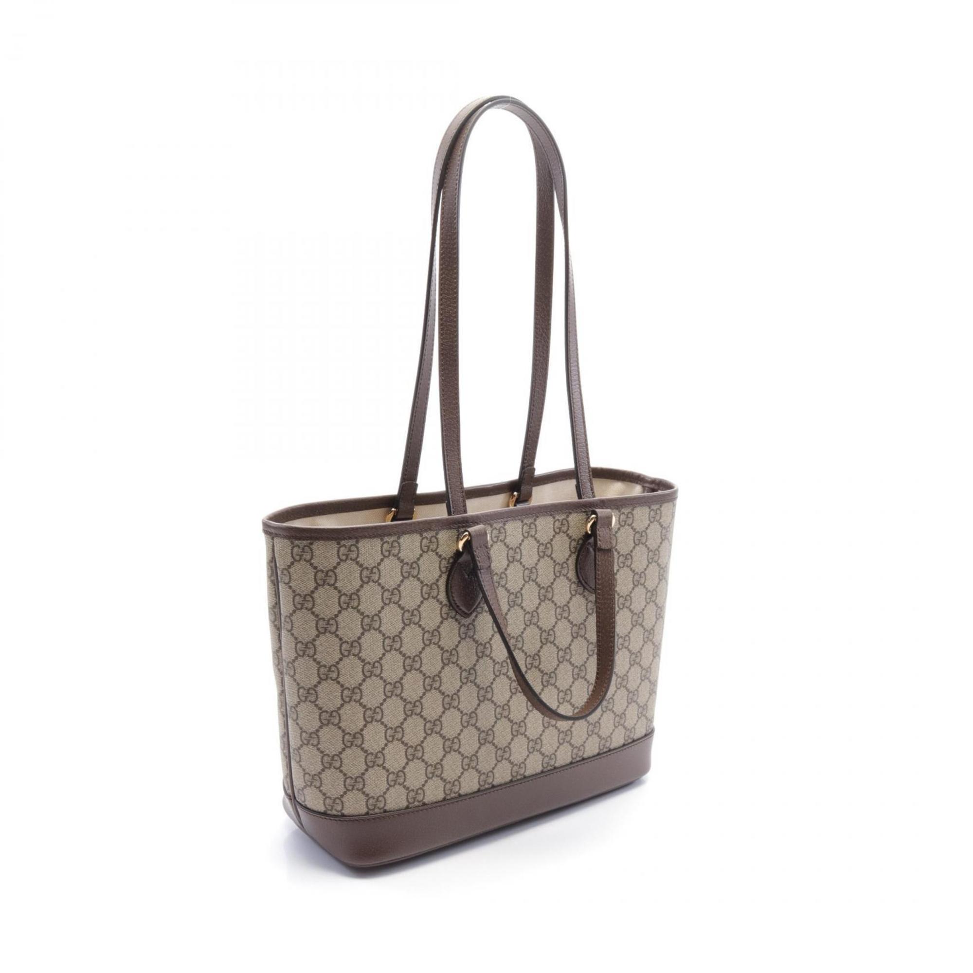 GUCCI Ophidia Small GG Supreme Tote Bag, Coated Canvas, Leather, Women's, Beige, Brown, 765043K9GSG8358