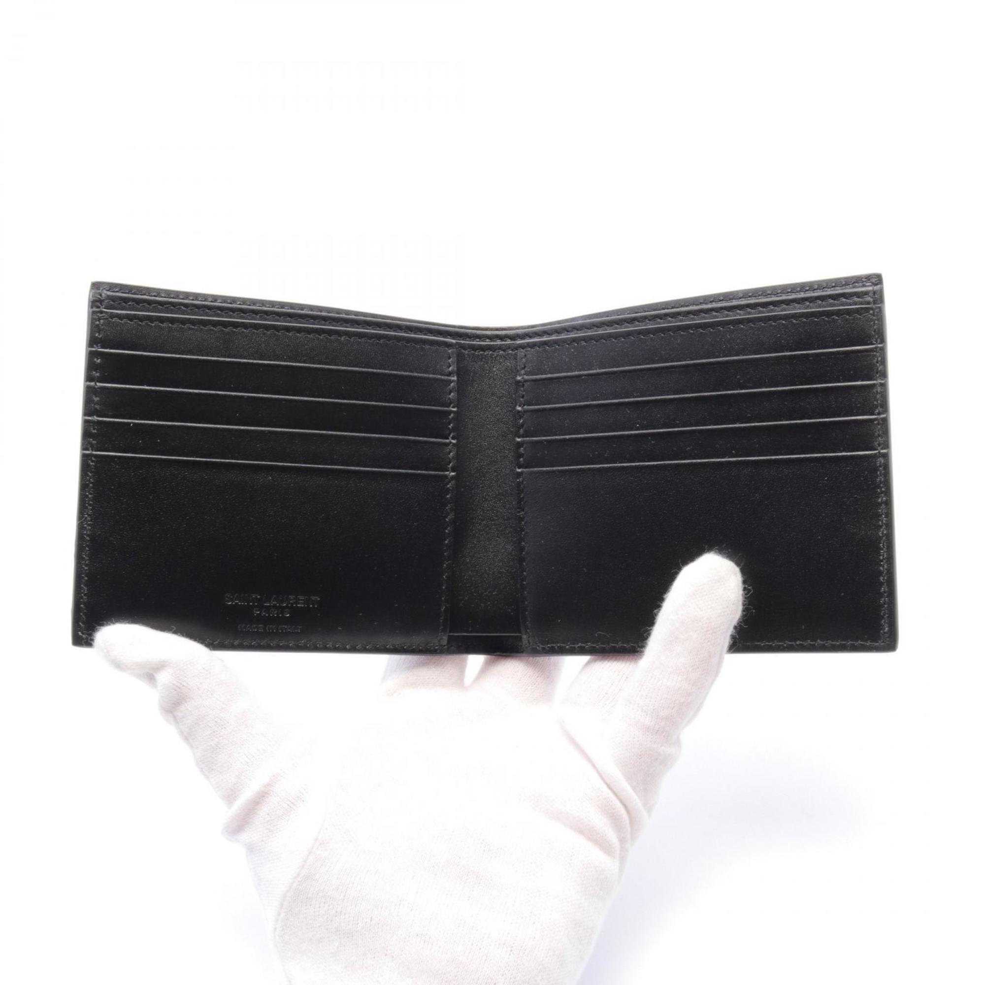 Saint Laurent EAST WEST WALLET Bi-fold wallet Leather Men's Black 3963070U90N1000