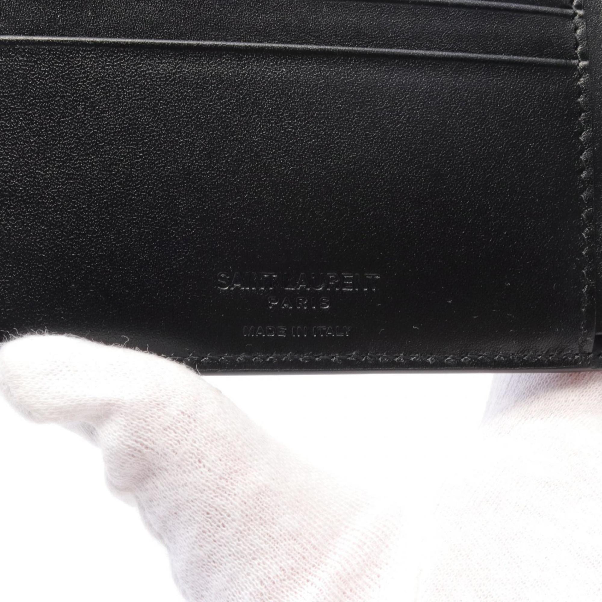 Saint Laurent EAST WEST WALLET Bi-fold wallet Leather Men's Black 3963070U90N1000