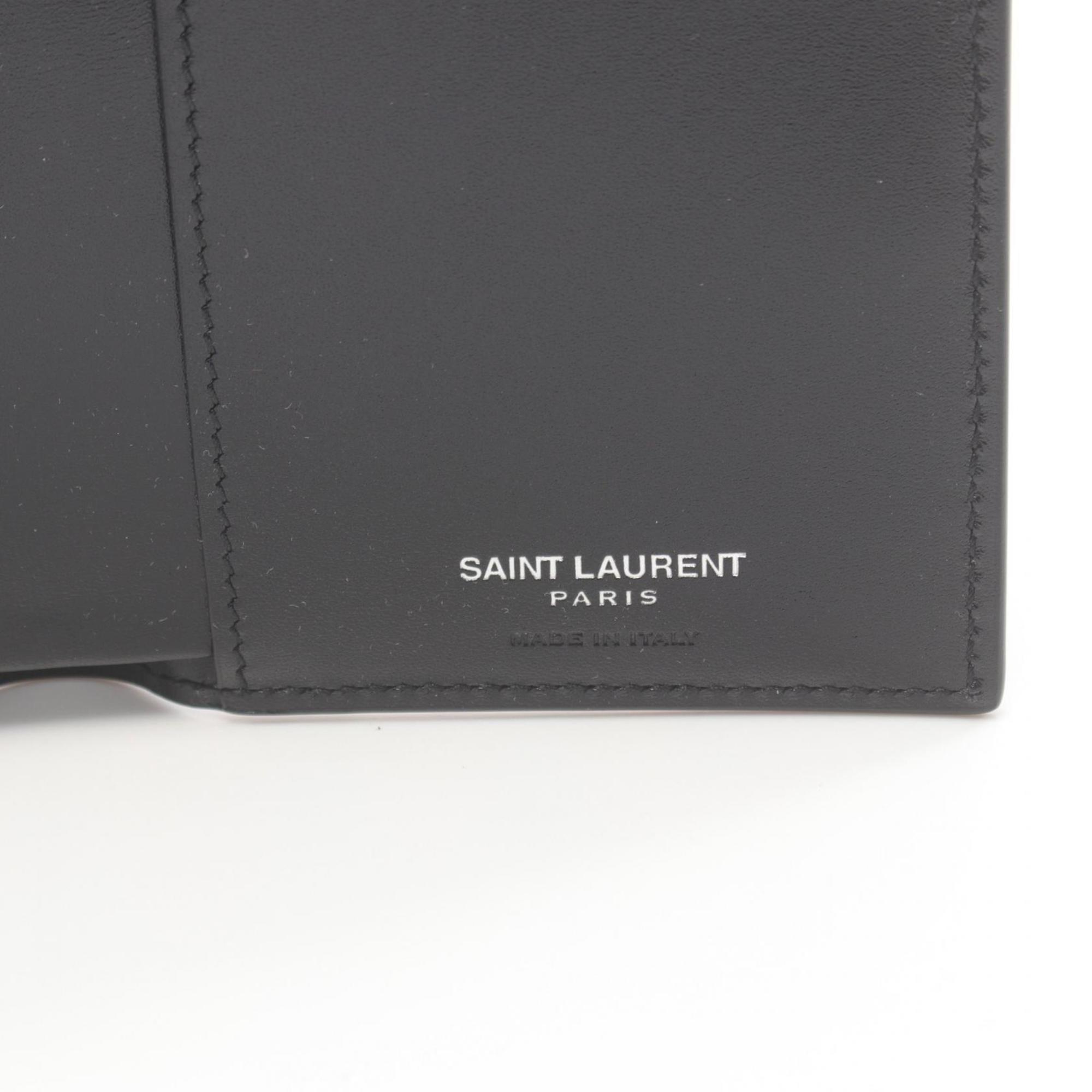 Saint Laurent Cassandra Bi-fold Wallet Leather Men's Black 6687350SX0E1000