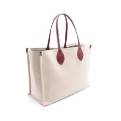 GUCCI Print Tote Bag Canvas Leather Women's Beige Bordeaux 772177FACUL8574