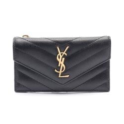 Saint Laurent Monogram Fragment Business Card Holder/Card Case Leather Women's Black 612808BOW011000