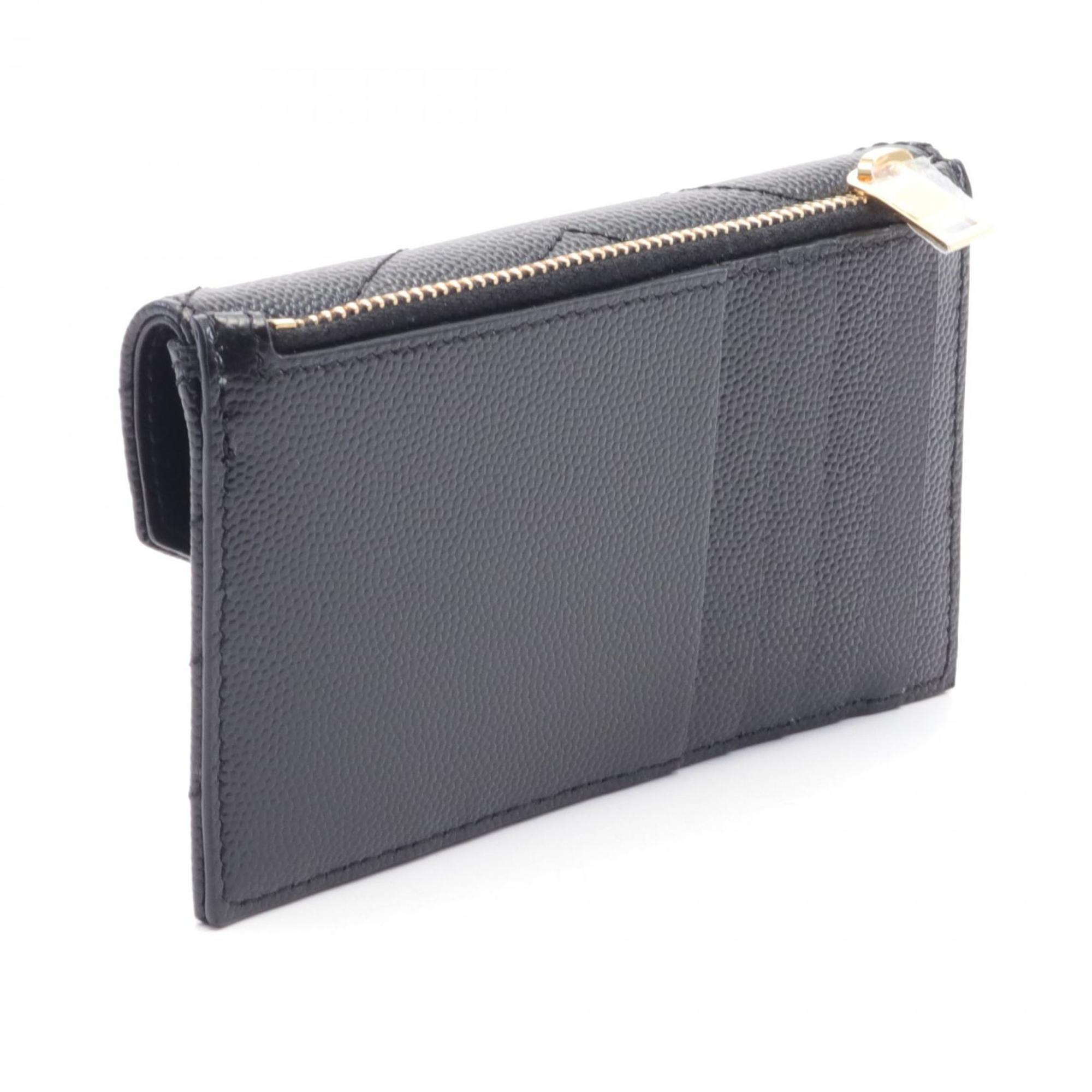 Saint Laurent Monogram Fragment Business Card Holder/Card Case Leather Women's Black 612808BOW011000