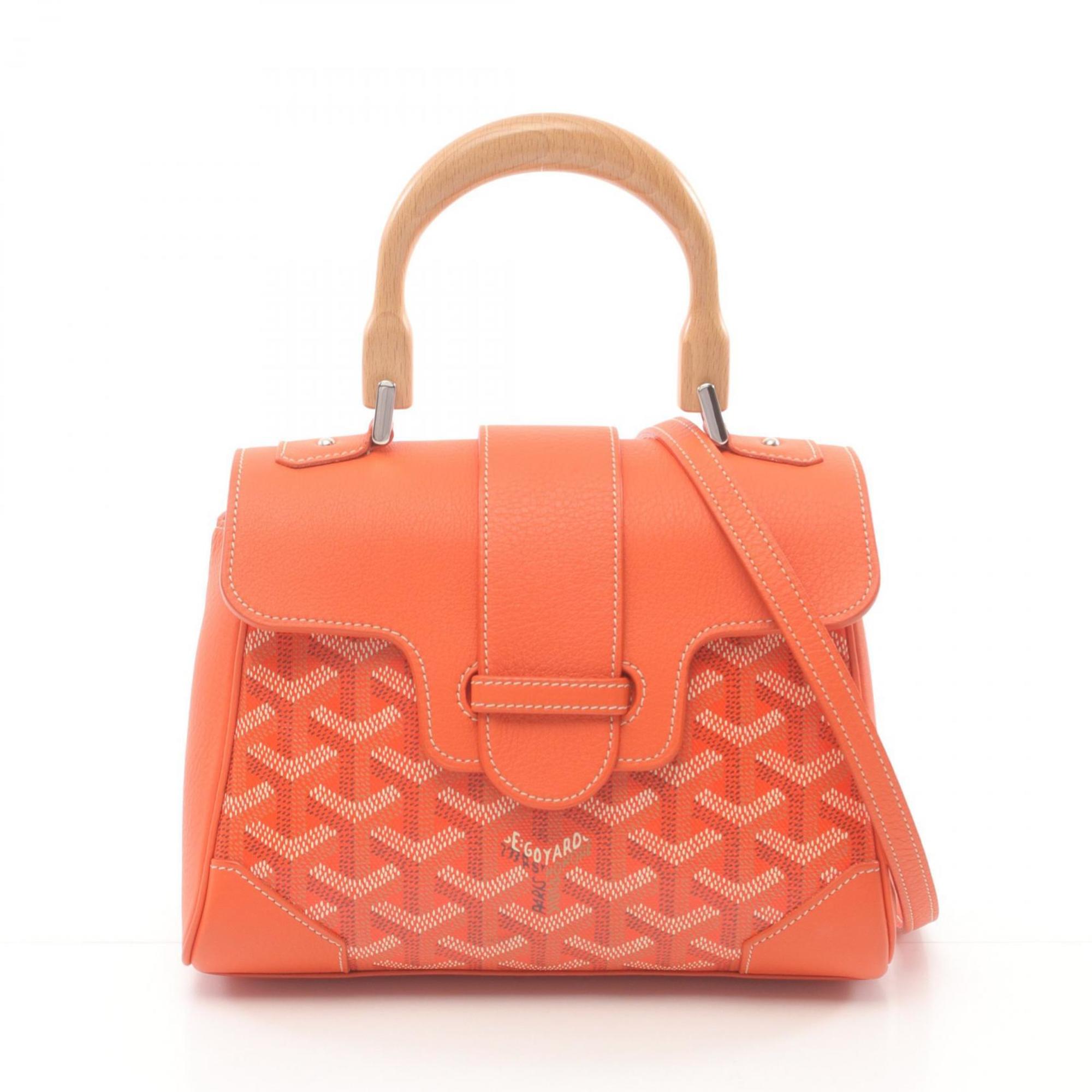 GOYARD Saigon Handbag Bag Leather Coated Canvas Women's Orange