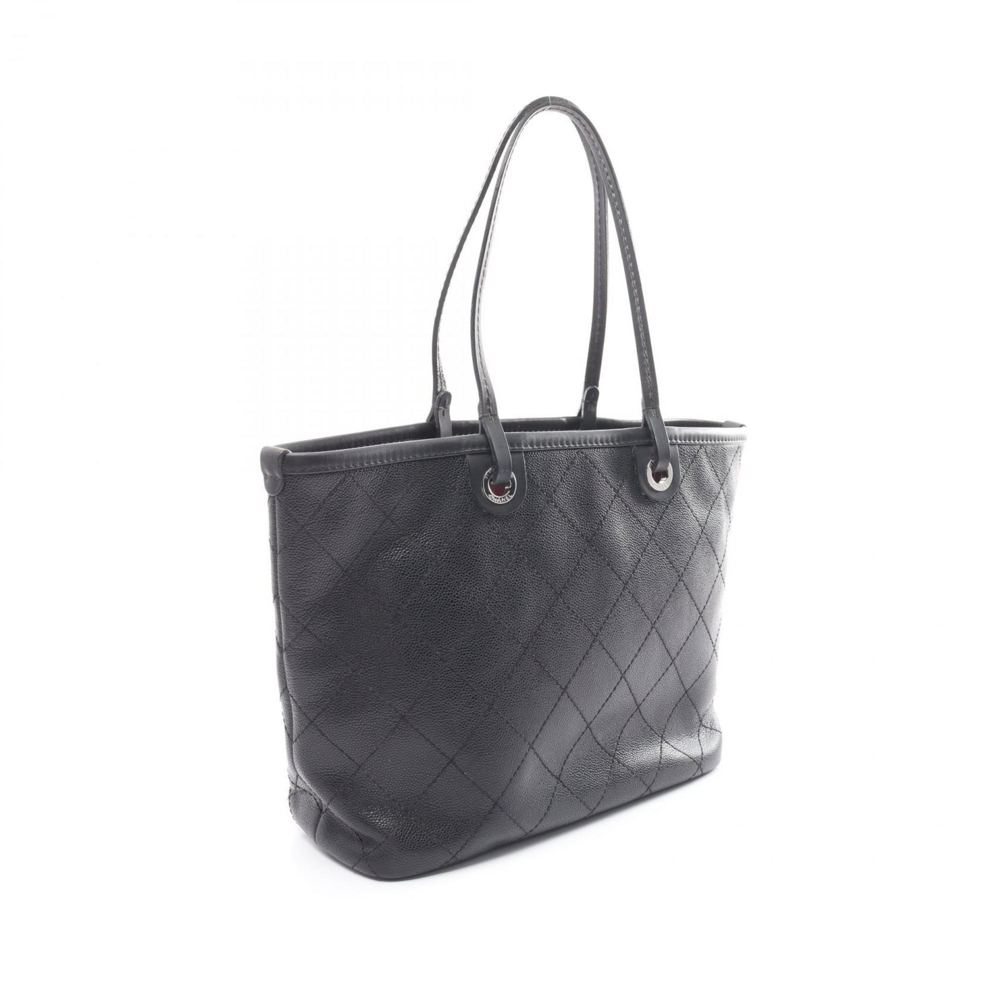 CHANEL On the Road Tote Bag, Caviar Skin, Women's, Black, A92211