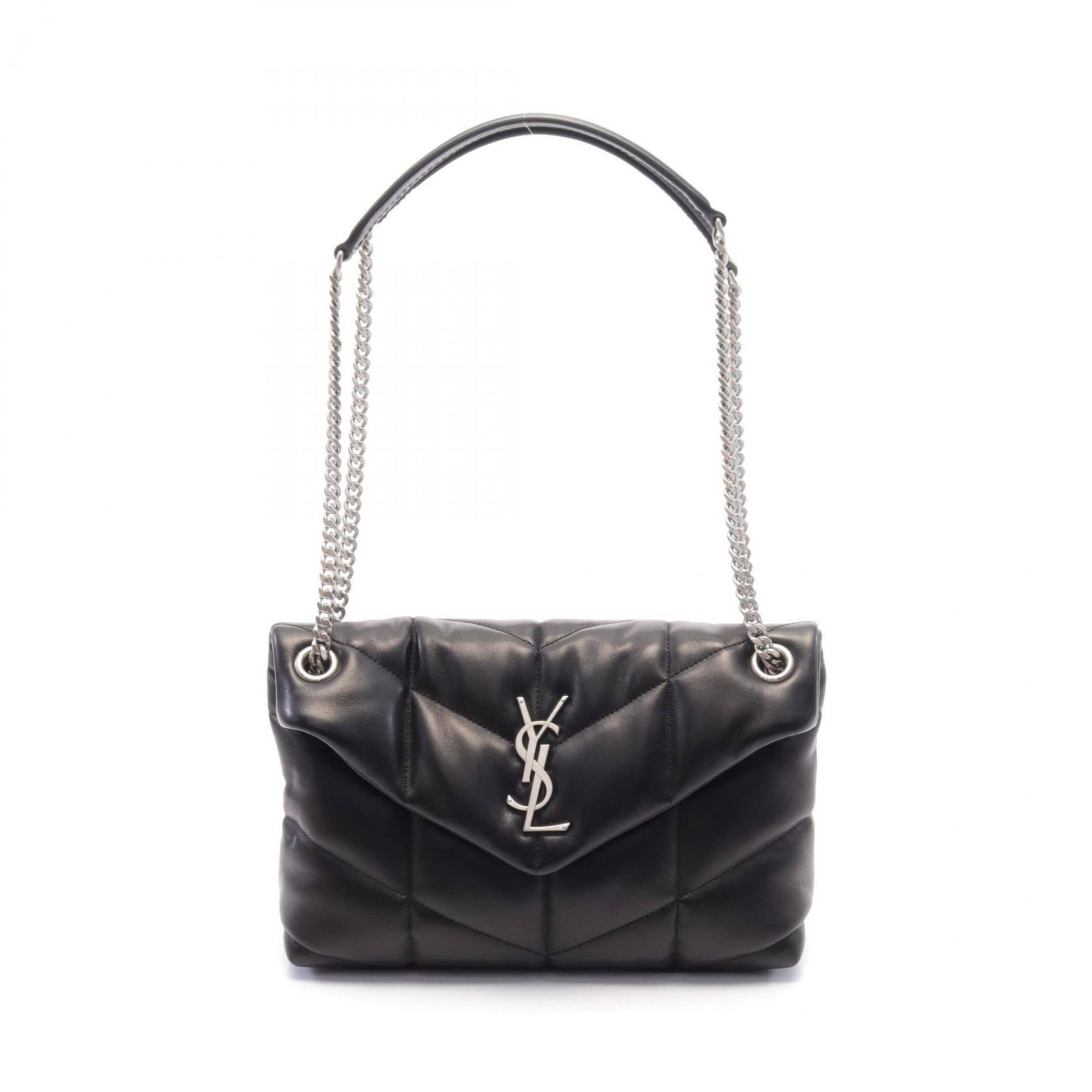 Saint Laurent Lulu Puffer Shoulder Bag Leather Women's Black 5774761EL001000