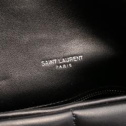 Saint Laurent Lulu Puffer Shoulder Bag Leather Women's Black 5774761EL001000