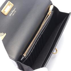 Salvatore Ferragamo Gancini Bi-fold Long Wallet Leather Women's Black JL-220023