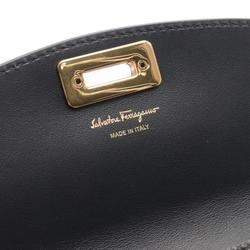 Salvatore Ferragamo Gancini Bi-fold Long Wallet Leather Women's Black JL-220023