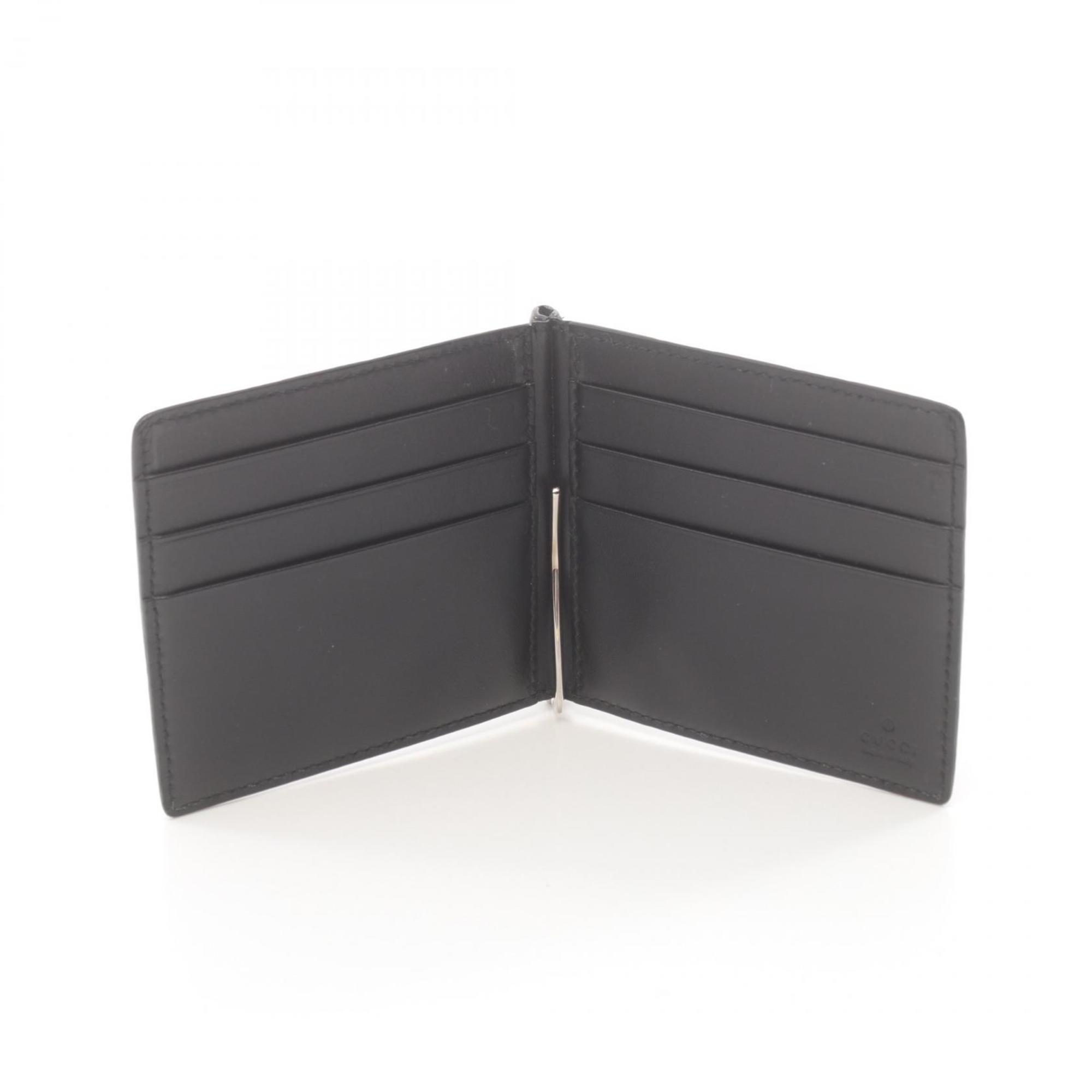 GUCCI Guccissima Bi-fold Wallet Leather Men's Women's Black 170580