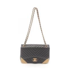 CHANEL V-stitch shoulder bag, lambskin, women's, brown, A94500