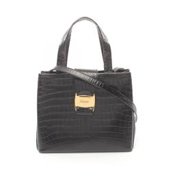 Salvatore Ferragamo Gancini handbag, leather bag, women's, black