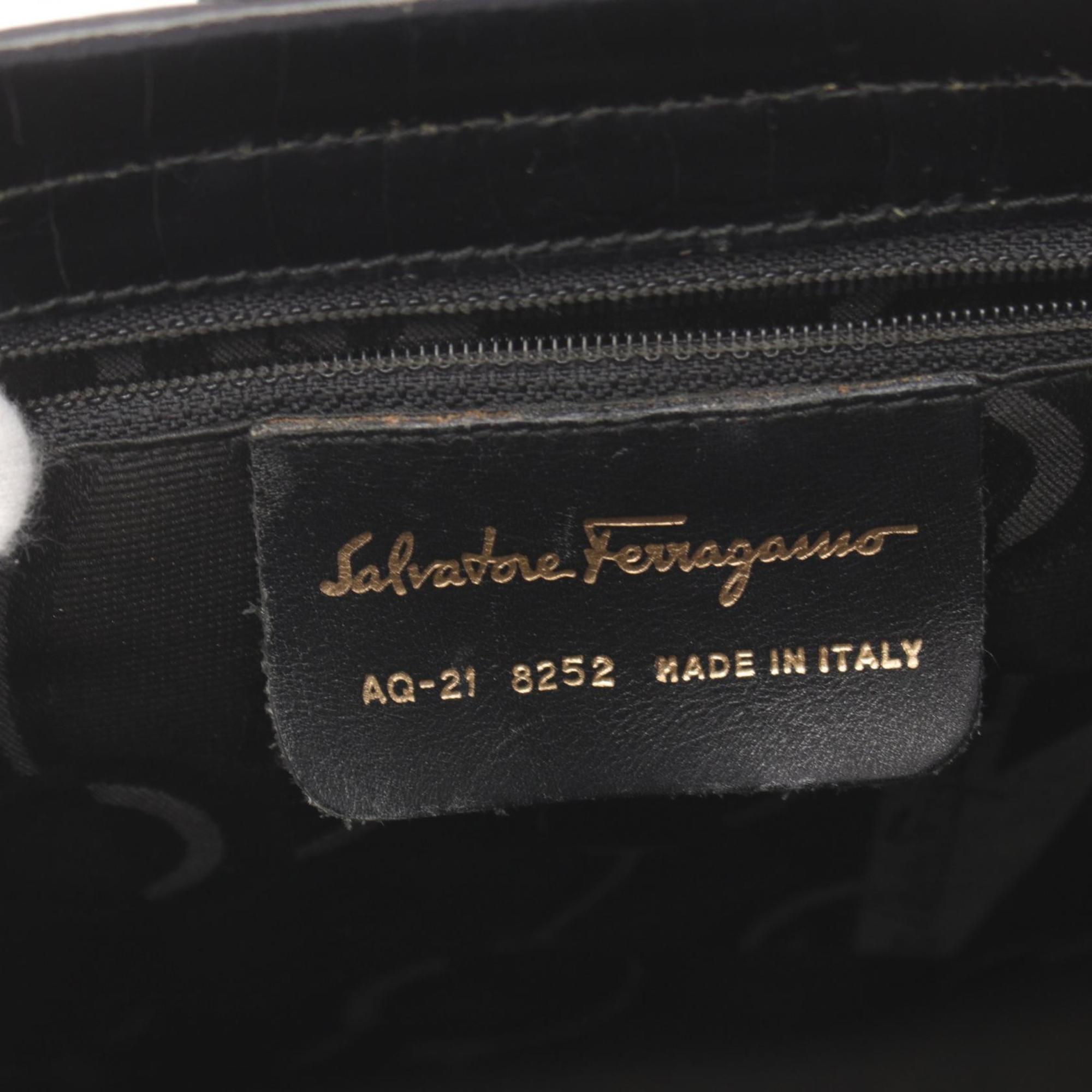 Salvatore Ferragamo Gancini handbag, leather bag, women's, black